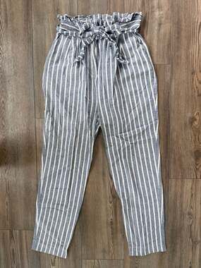 Urban Outfitters Blue and White Striped Paperbag Waist Pants Size 2